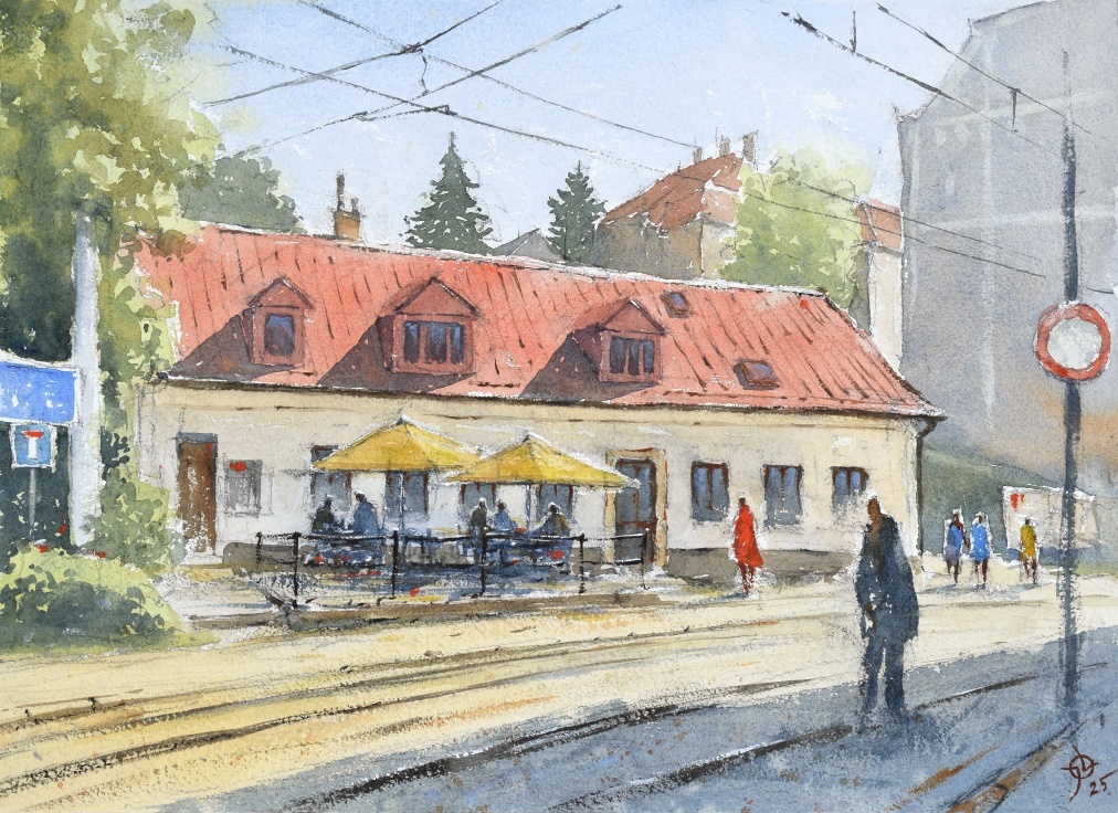 Vzpomínka na hostinec U Severů, akvarel 28x38 cm. (autor Jirka Lode)