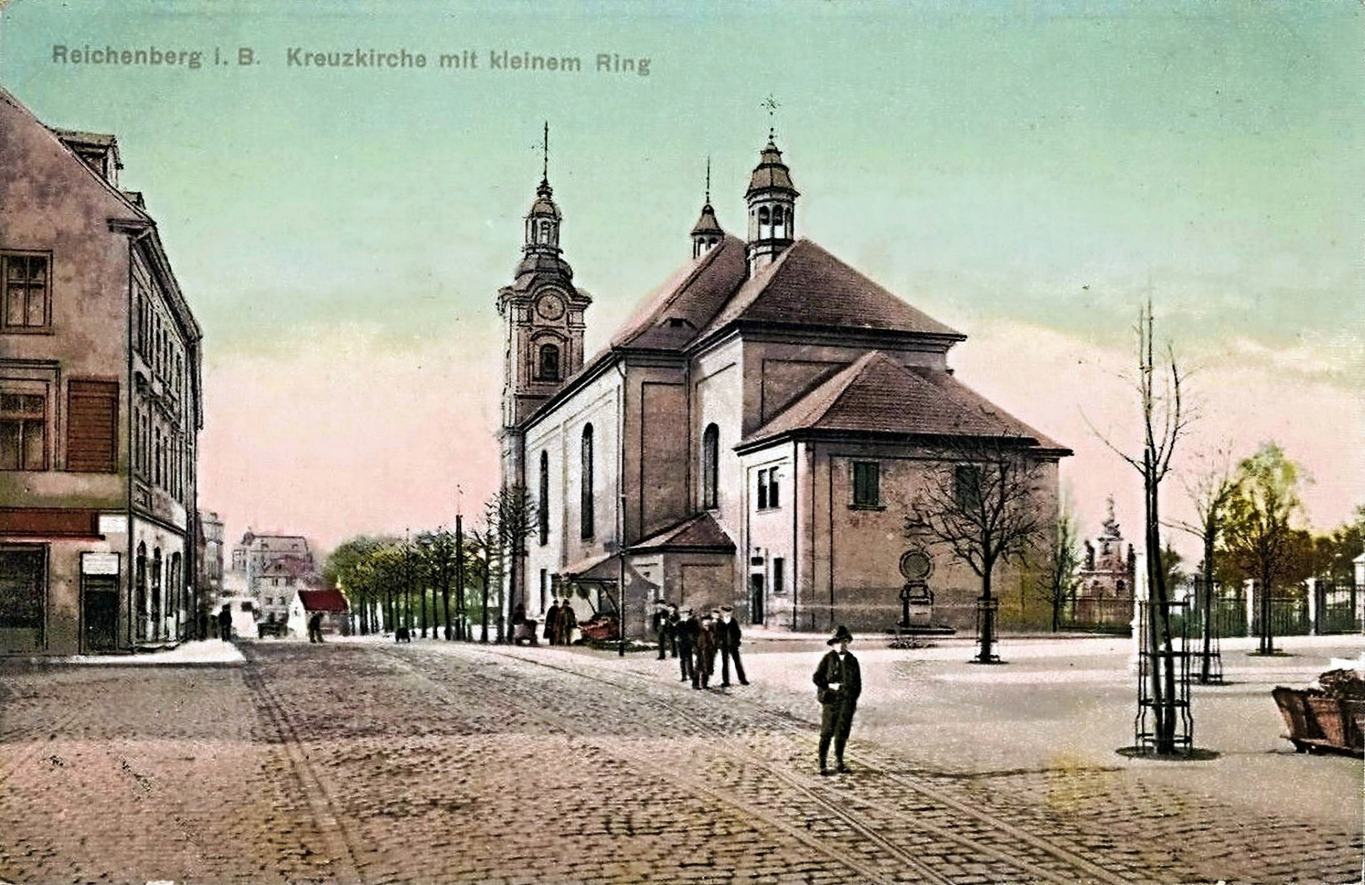 Kostel Nalezení svatého Kříže kolem roku 1910 (archiv J.Peterka)