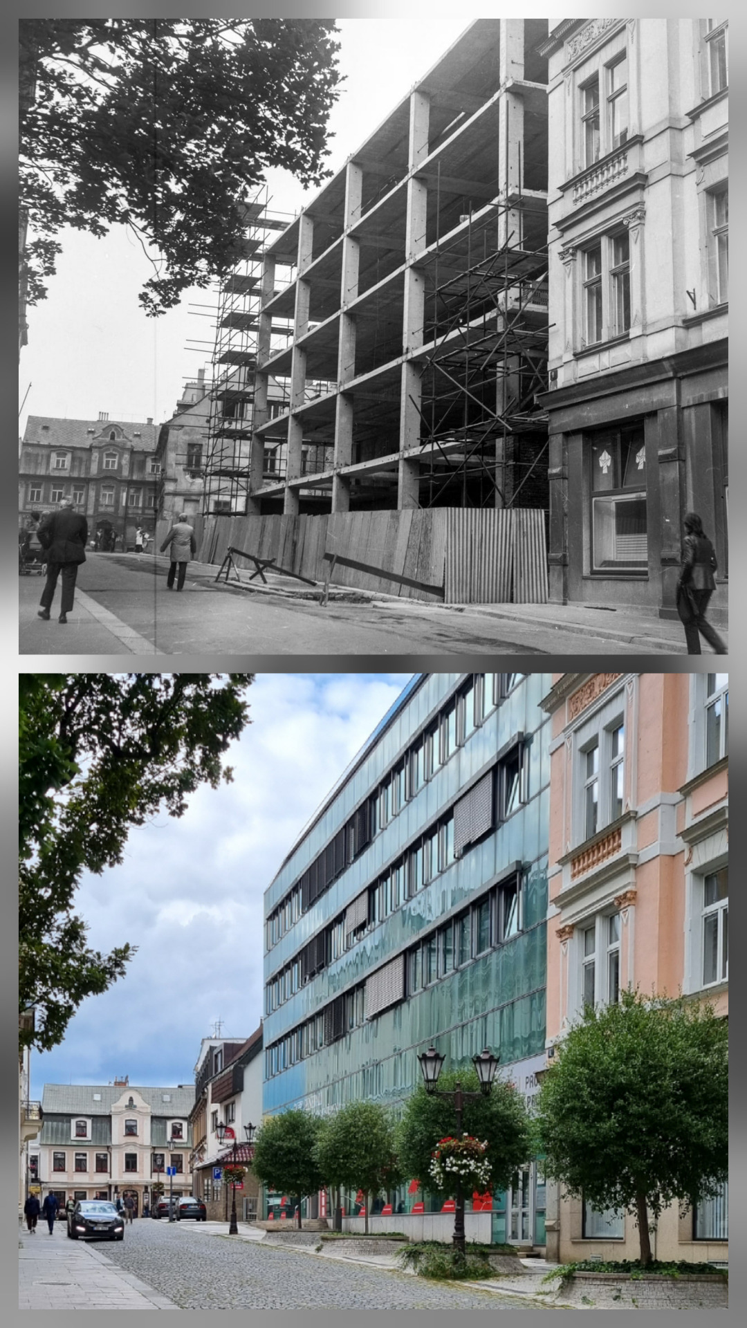 Felberova ulice v roce 1980 a 24.8.2025