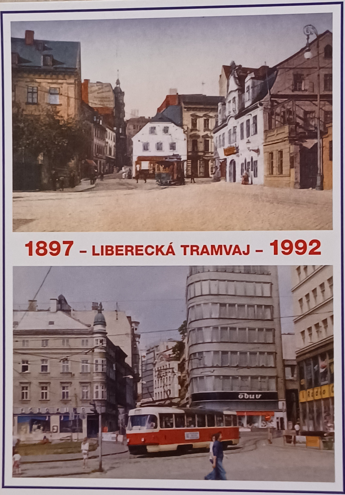 Soukenné náměstí na přelomu století a v roce 1992. Oba snímky že stejného místa. (archiv Iveta Möwaldová )