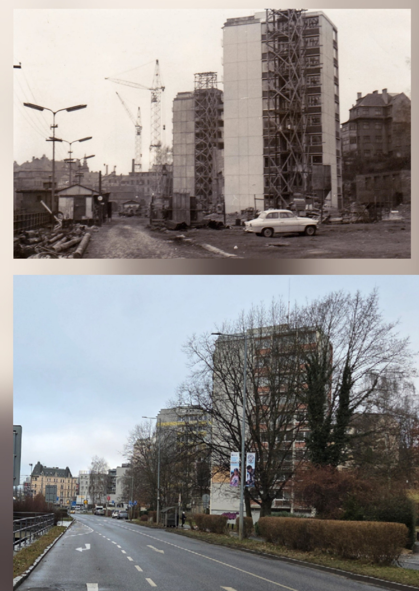 ulice na Bídě v roce 1964 a 28.12.2025