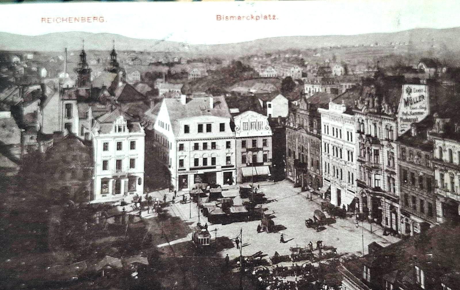 Bismarckplatz 1920 - dnes Sokolovské náměstí (archiv M.Gergelčík)