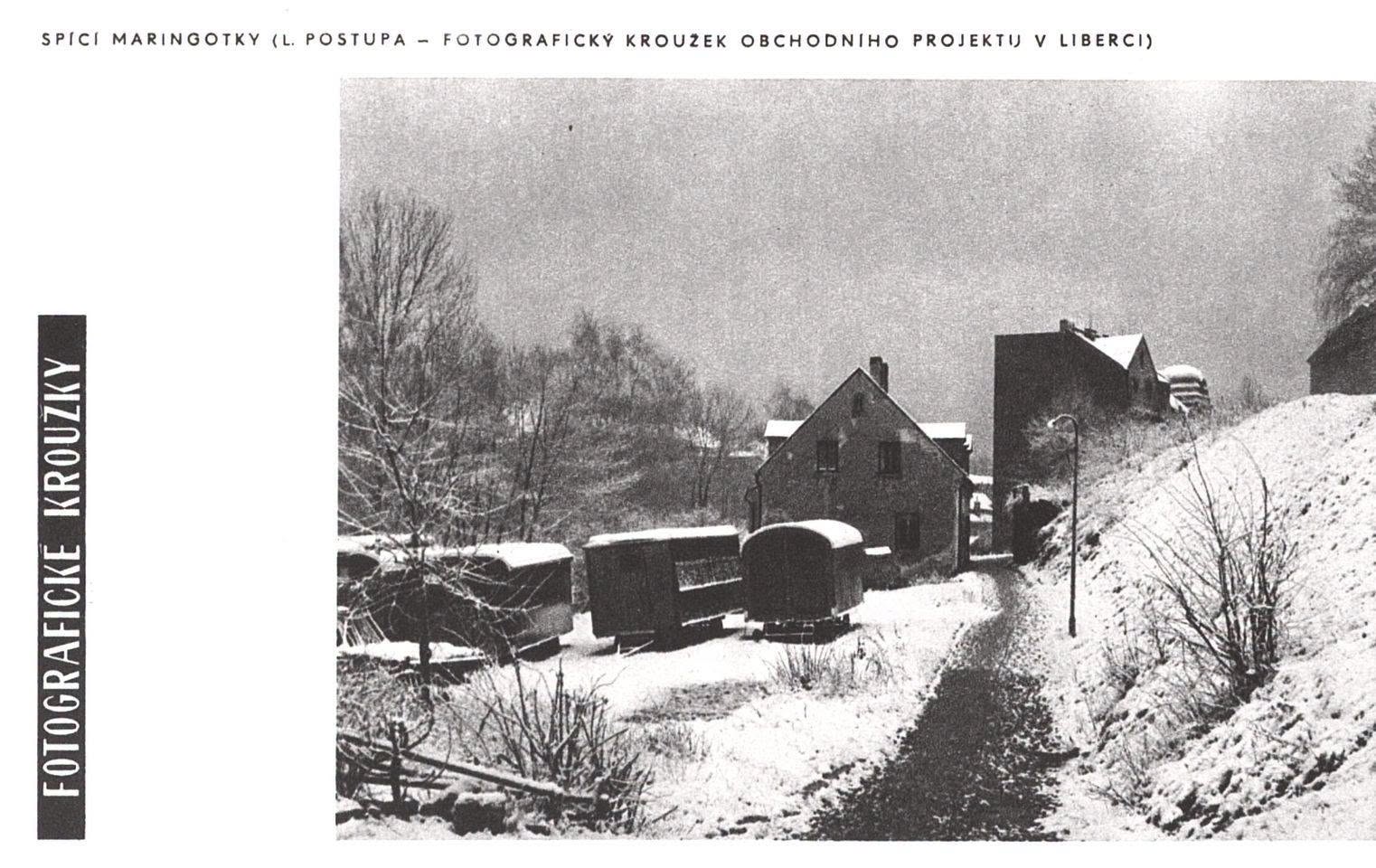 (Rybářská ulice - místo maringotek, je ŘSD) Československá fotografie 11.1961, fotograf L. Postupa, fotografický kroužek obchodního projektu v Liberci