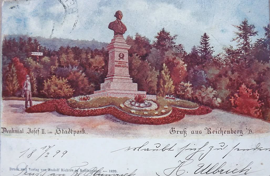 památník Josefu II ... v Lidových sadech .. 1899 (archiv M.Gergelčík)