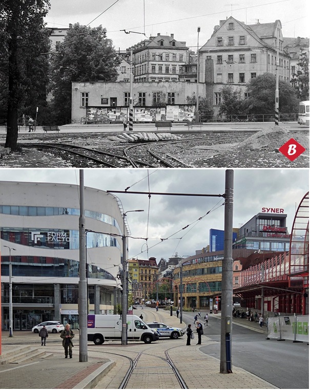 Fügnerova ulice v roce 1976 a 27.7.2026