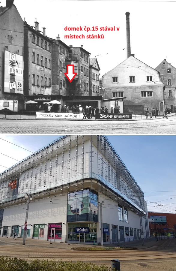 Nároží soukenného niáměstí a Jánské ulice v roce 1968 (archiv Jany Ducháčkové) 22.4.2021